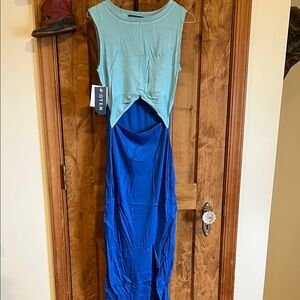 Oten Asymmetrical Teal and Blue Dress